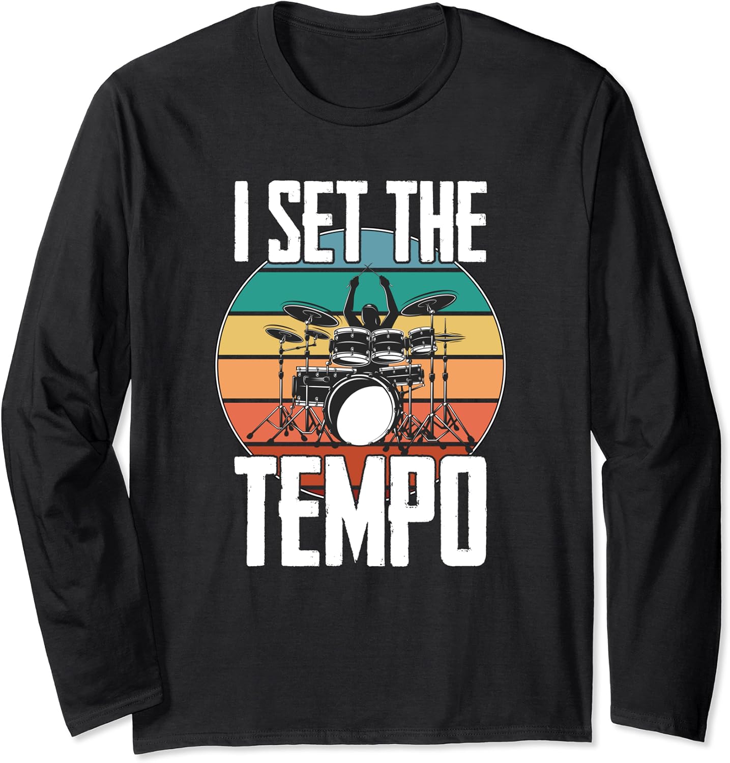 Drummer Band Drumset Retro Vintage Drums Gift Long Sleeve TShirt Amazon.co.uk Fashion